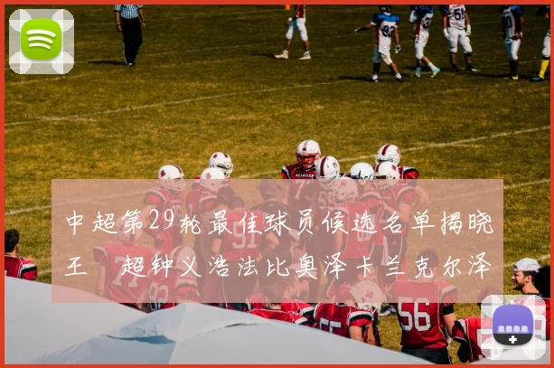 中超第29轮最佳球员候选名单揭晓王燊超钟义浩法比奥泽卡兰克尔泽齐聚争夺荣耀